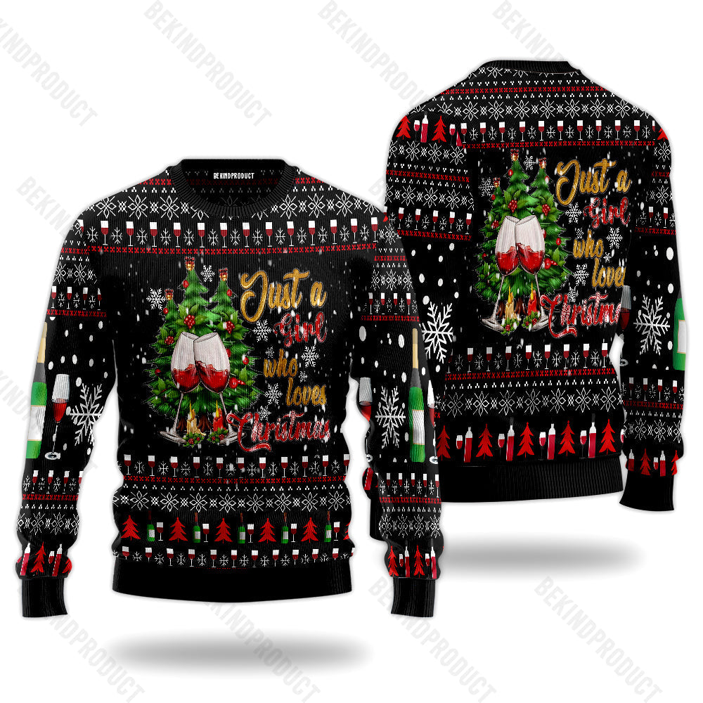 Just A Girl Who Loves Christmas Ugly Christmas Sweater For Men & Women Christmas Gift Sweater USN2030 - WeCustomit