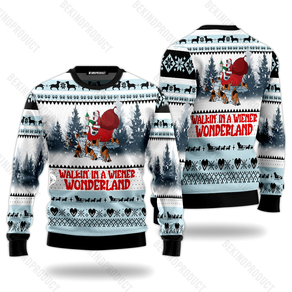 Santa Claus And His Sleigh Team Of Beagles Ugly Christmas Sweater For Men & Women Christmas Gift Sweater USN2034 - WeCustomit