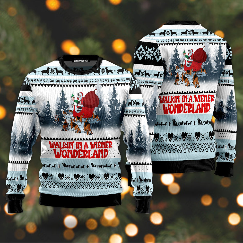 Santa Claus And His Sleigh Team Of Beagles Ugly Christmas Sweater For Men & Women Christmas Gift Sweater USN2034 - WeCustomit