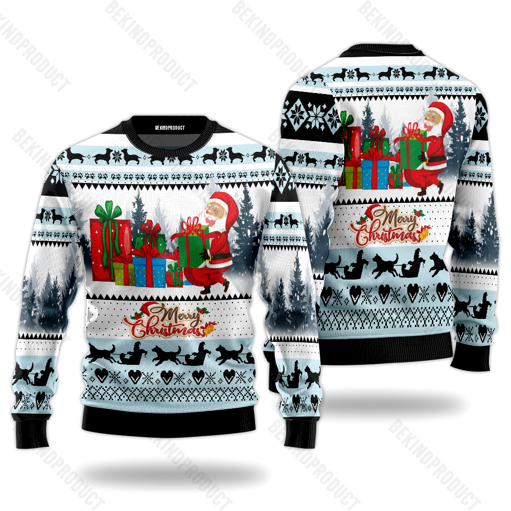Merry Christmas With Santa Claus Ugly Christmas Sweater For Men & Women Christmas Gift Sweater USN2035 - WeCustomit
