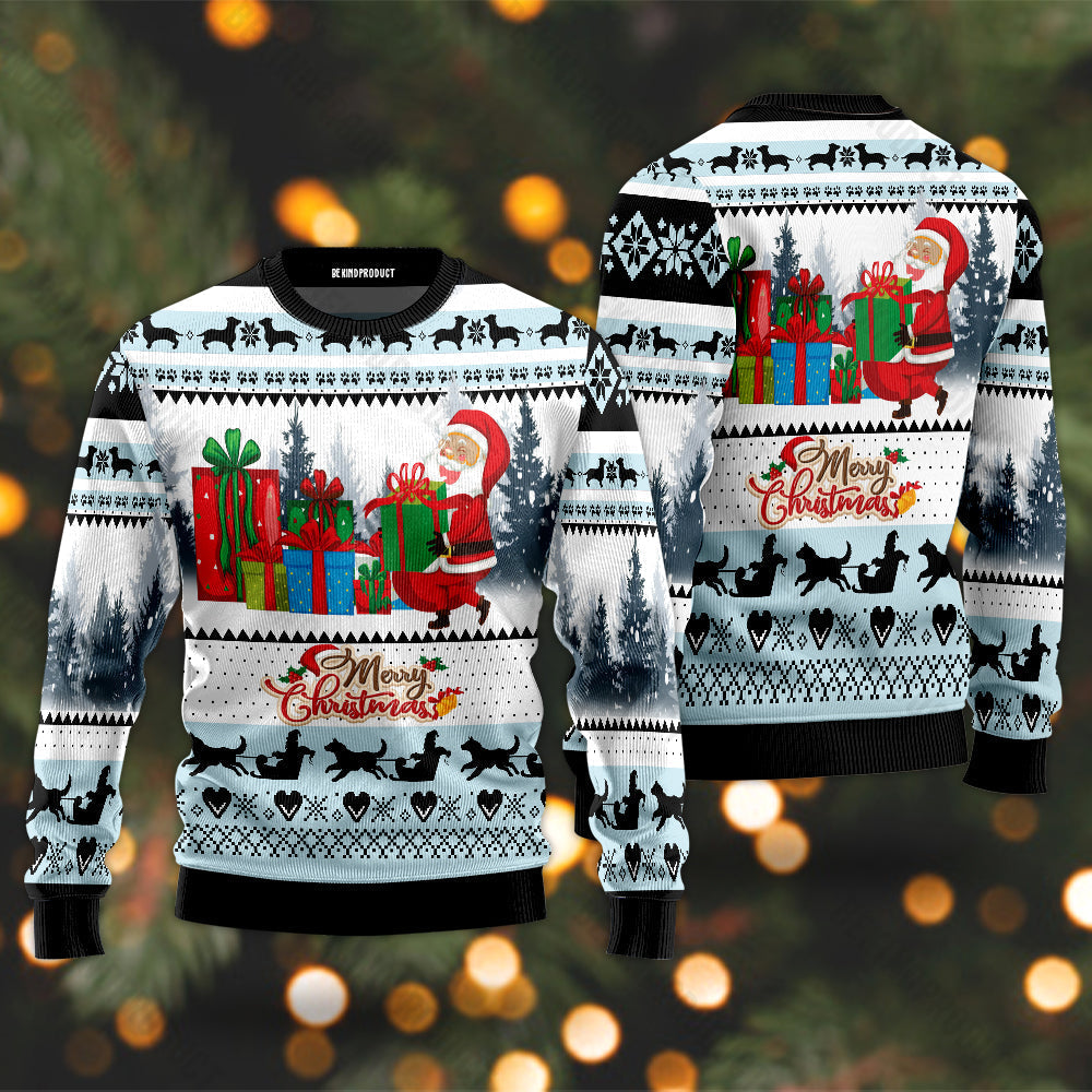 Merry Christmas With Santa Claus Ugly Christmas Sweater For Men & Women Christmas Gift Sweater USN2035 - WeCustomit