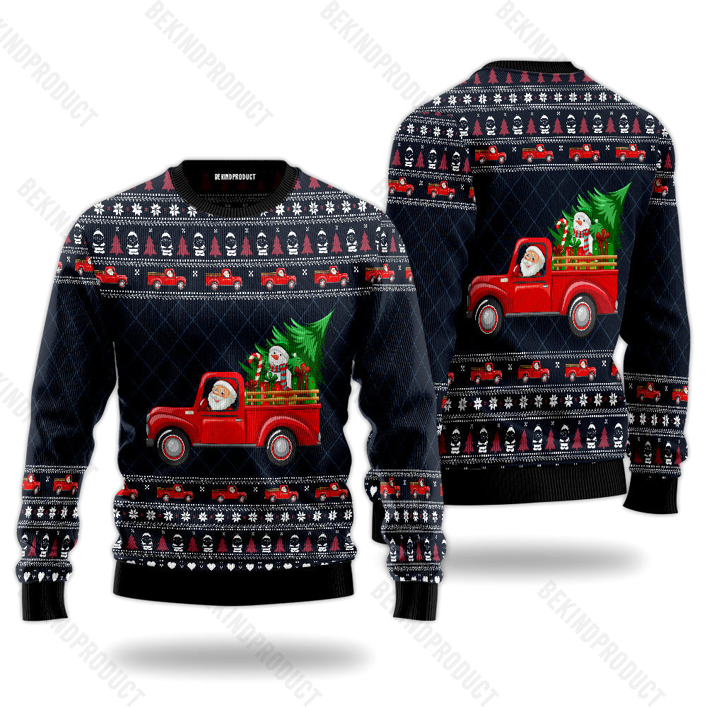 Santa Driving Car To Delivery Christmas Gifts Ugly Christmas Sweater For Men & Women Christmas Gift Sweater USN2037 - WeCustomit
