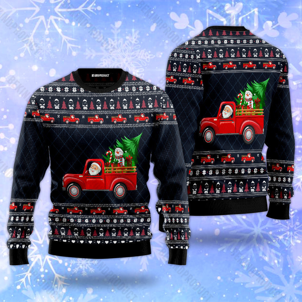 Santa Driving Car To Delivery Christmas Gifts Ugly Christmas Sweater For Men & Women Christmas Gift Sweater USN2037 - WeCustomit