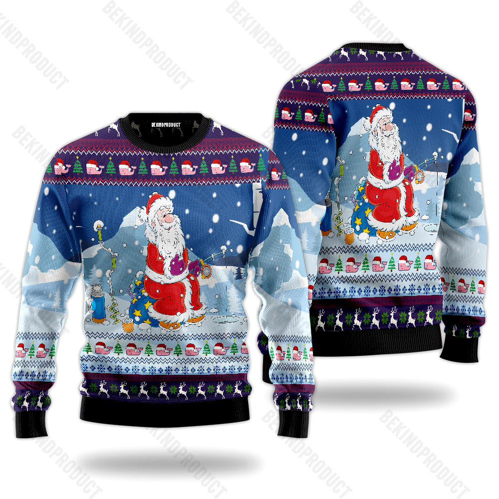 Santa Claus On A Gift Bag Ugly Christmas Sweater For Men & Women Christmas Gift Sweater USN2038 - WeCustomit
