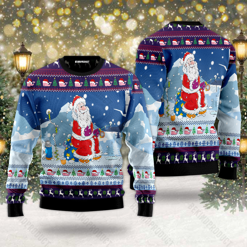 Santa Claus On A Gift Bag Ugly Christmas Sweater For Men & Women Christmas Gift Sweater USN2038 - WeCustomit