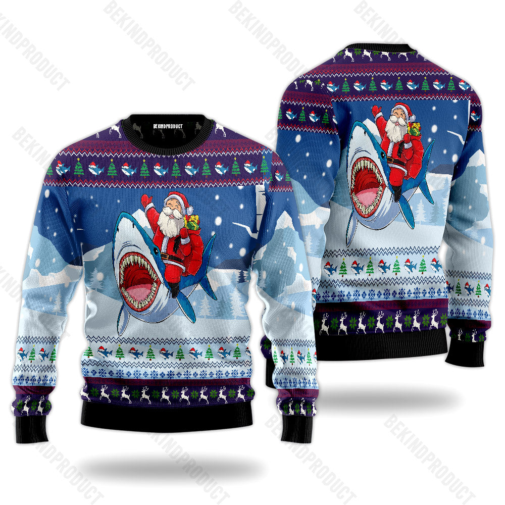 Santa Shark Funny Christmas Ugly Christmas Sweater For Men & Women Christmas Gift Sweater USN2039 - WeCustomit