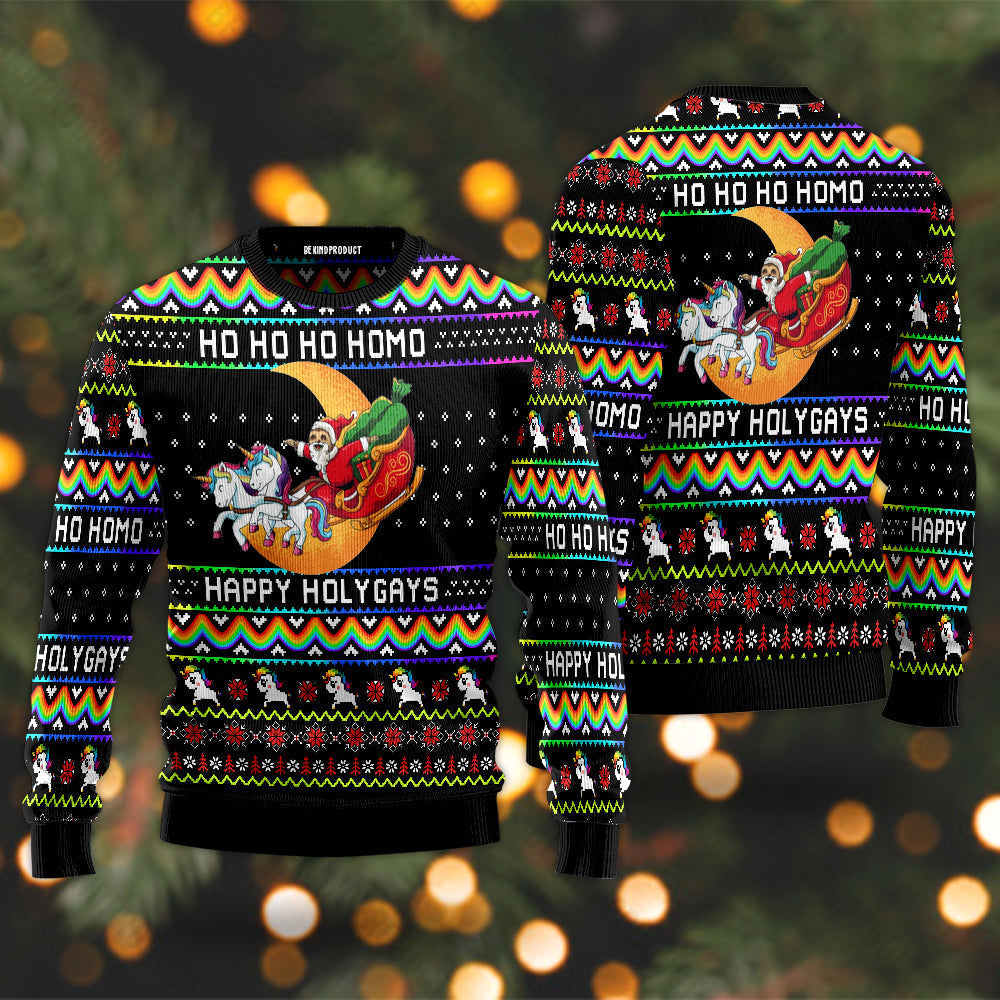 Santa Clause With Unicorn Ugly Christmas Sweater For Men & Women Christmas Gift Sweater USN2041 - WeCustomit