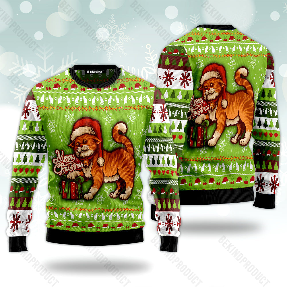 Funny Cat Merry Christmas Ugly Christmas Sweater For Men & Women Christmas Gift Sweater USN2045 - WeCustomit