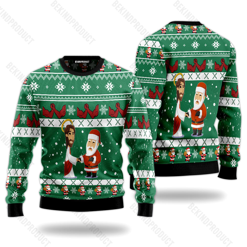 Santa And Jesus Ugly Christmas Sweater For Men & Women Christmas Gift Sweater USN2048 - WeCustomit