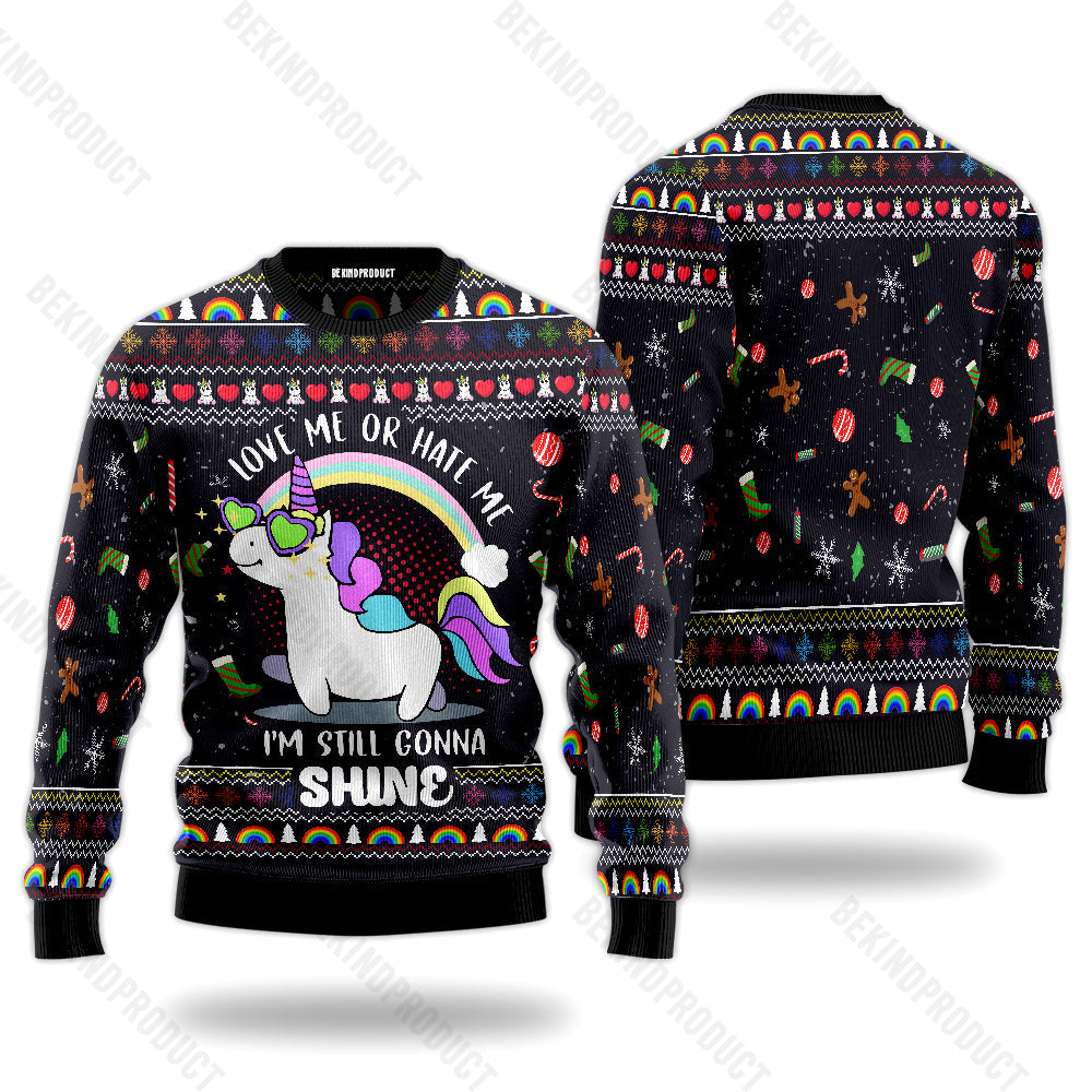 Unicorn Love Me Or Hate Me Ugly Christmas Sweater For Men & Women Christmas Gift Sweater USN2067 - WeCustomit