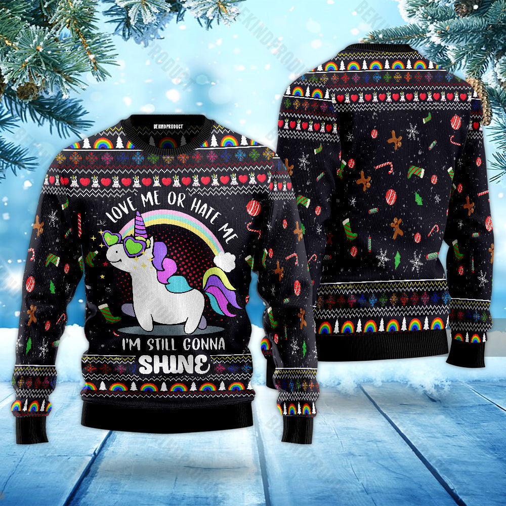 Unicorn Love Me Or Hate Me Ugly Christmas Sweater For Men & Women Christmas Gift Sweater USN2067 - WeCustomit
