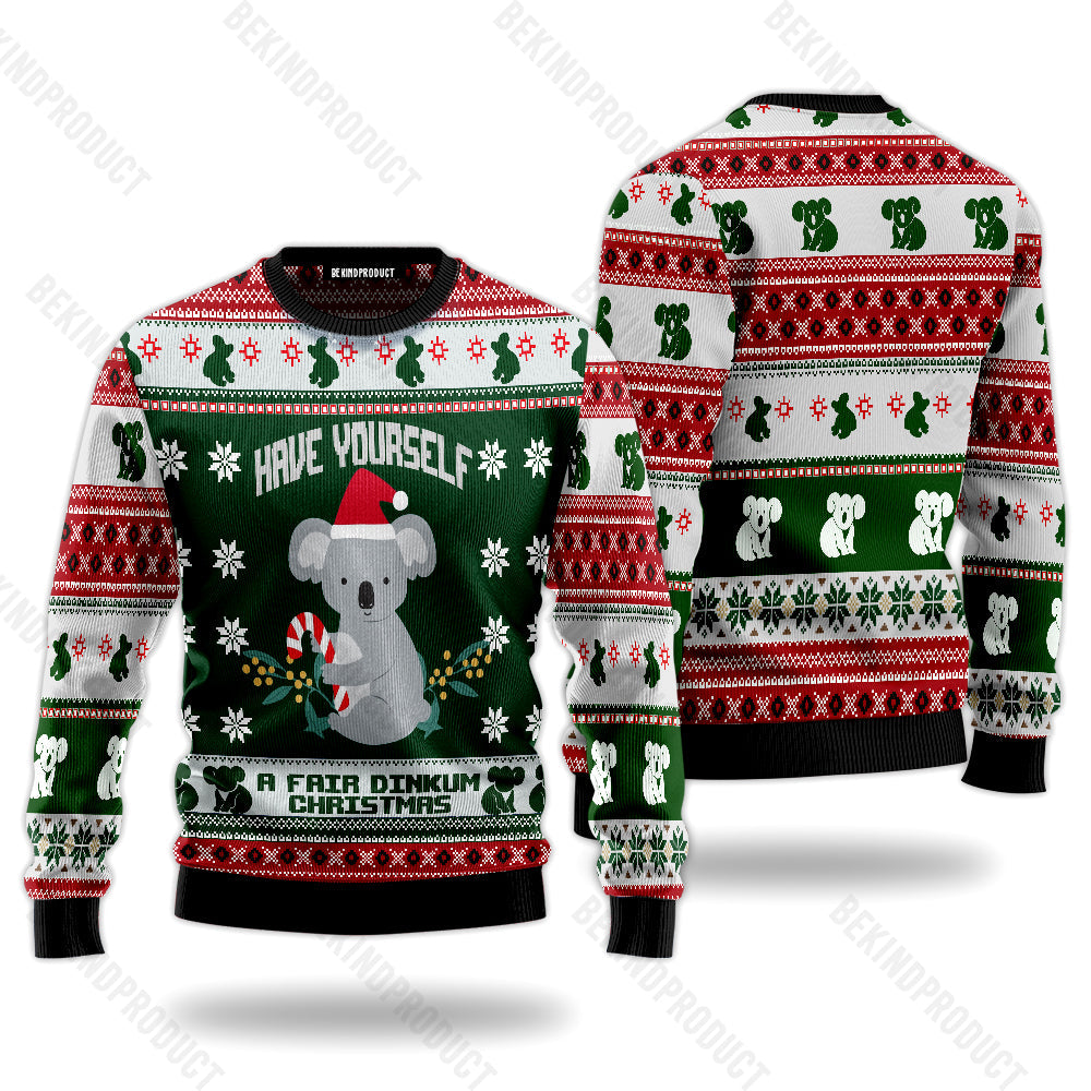 Christmas Koala Bear With Candy Cane Ugly Christmas Sweater For Me & Women Christmas Gift Thanksgiving Sweater USN2071 - WeCustomit