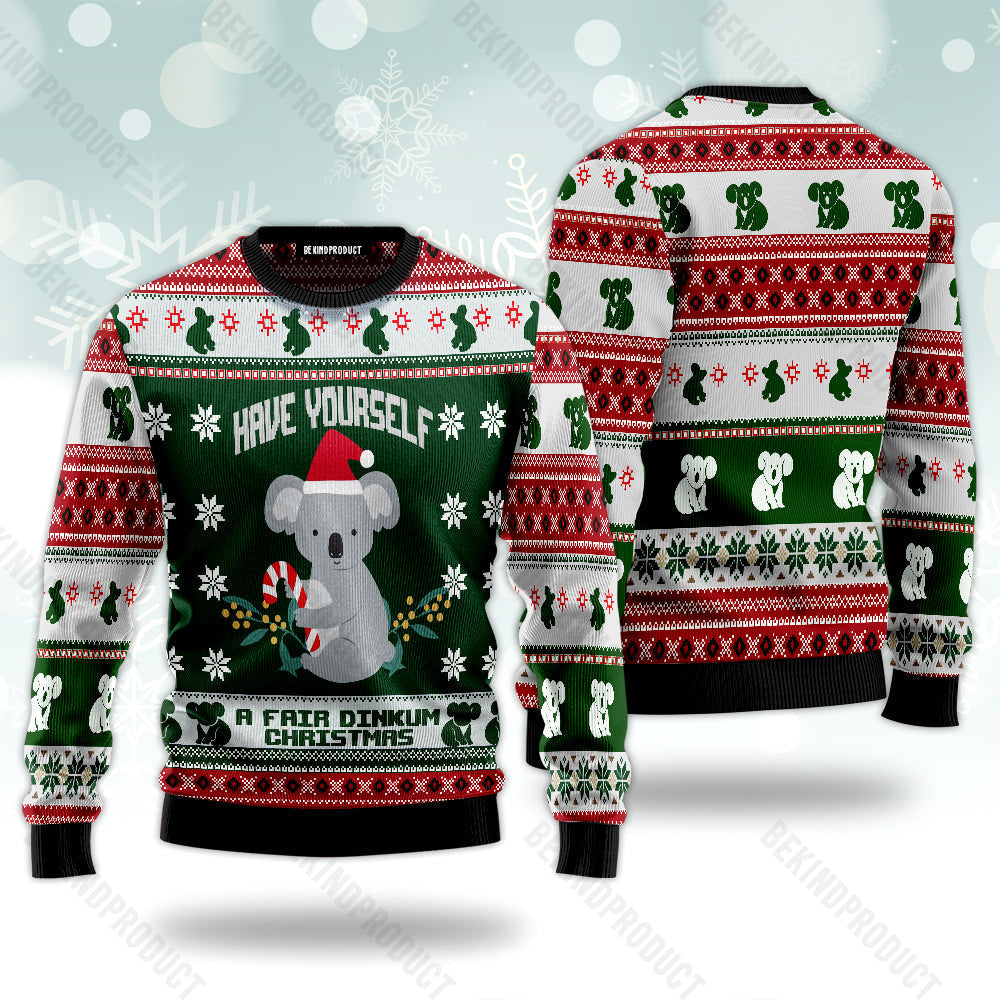 Christmas Koala Bear With Candy Cane Ugly Christmas Sweater For Me & Women Christmas Gift Thanksgiving Sweater USN2071 - WeCustomit