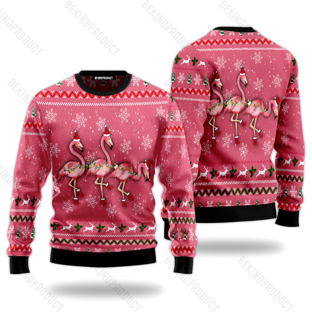 Christmas Flamingo Ugly Christmas Sweater For Men & Women Christmas Gift Thanksgiving Sweater USN2075 - WeCustomit