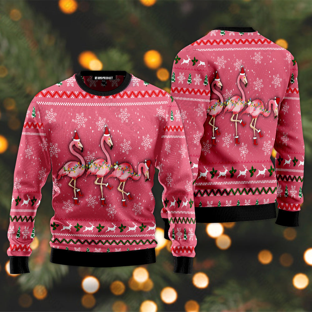 Christmas Flamingo Ugly Christmas Sweater For Men & Women Christmas Gift Thanksgiving Sweater USN2075 - WeCustomit