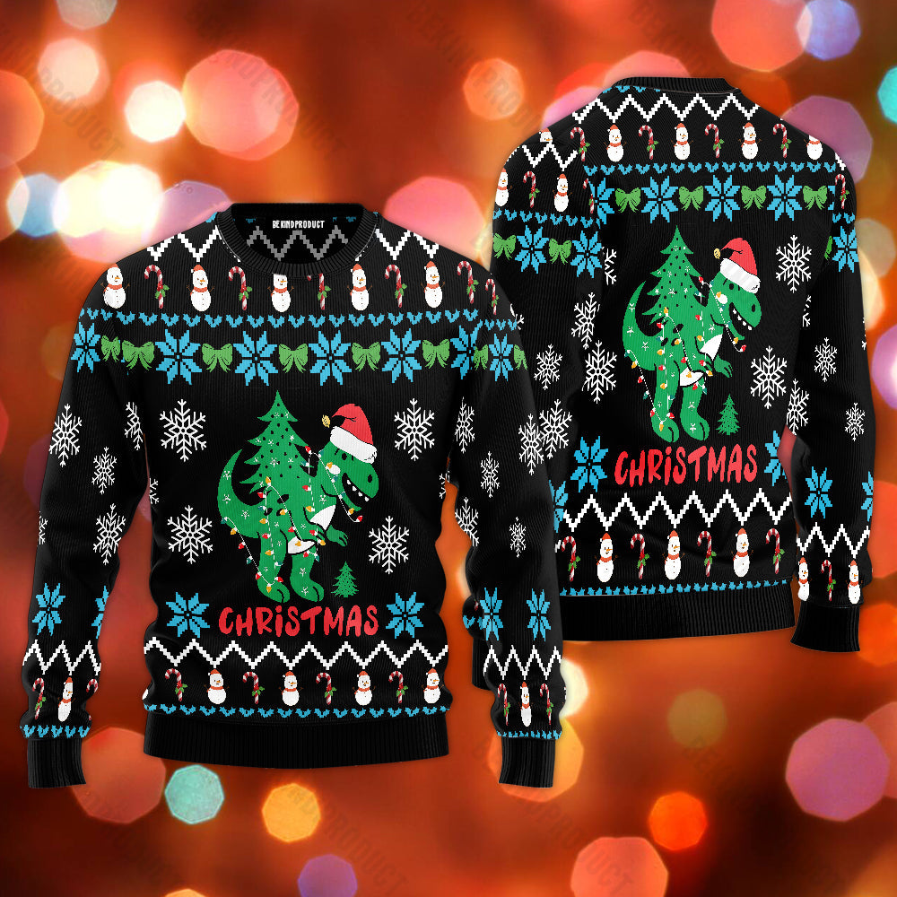 Dinosaur Ugly Christmas Sweater For Men & Women Christmas Gift Sweater USN3001 - WeCustomit