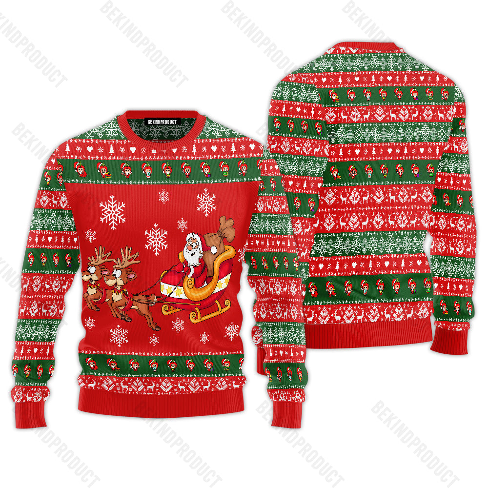 Santa Claus Riding Reindeer Ugly Christmas Sweater For Men & Women Christmas Gift Sweater USN3006 - WeCustomit