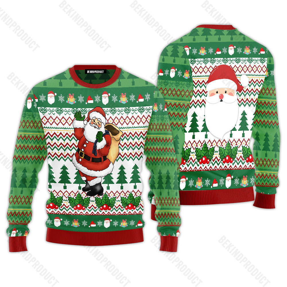Happy Santa Claus Ugly Christmas Sweater For Men & Women Christmas Gift Sweater USN3016 - WeCustomit