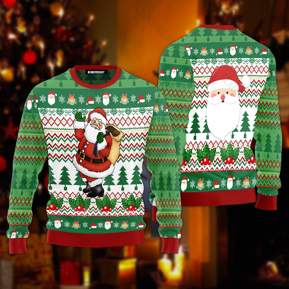 Happy Santa Claus Ugly Christmas Sweater For Men & Women Christmas Gift Sweater USN3016 - WeCustomit