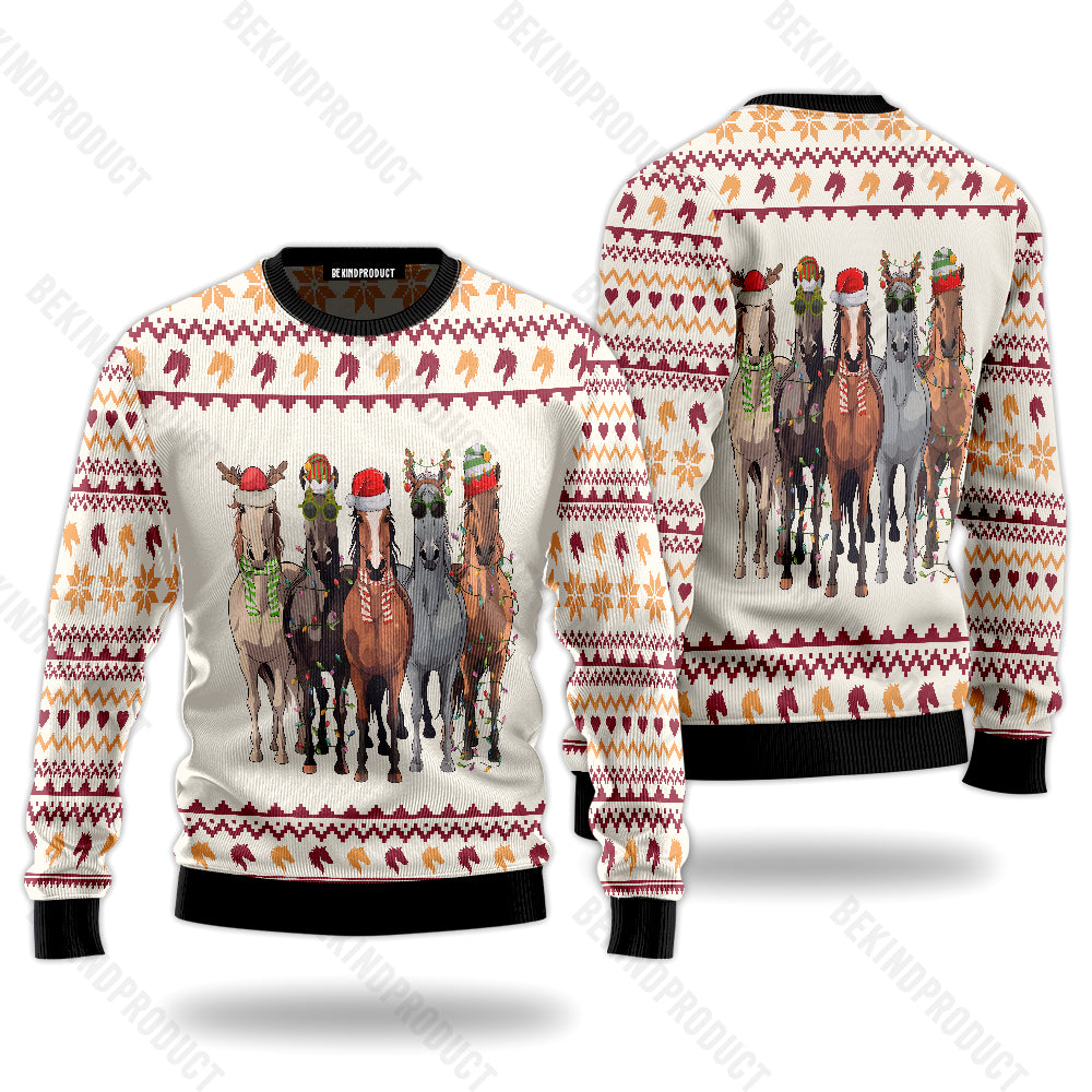 Horses Merry Christmas Ugly Christmas Sweater For Men & Women Christmas Gift Sweater USN3030 - WeCustomit