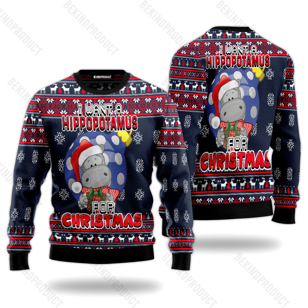 I Want A Hippopotamus For Christmas Ugly Christmas Sweater For Men & Women Christmas Gift Sweater USN3033 - WeCustomit