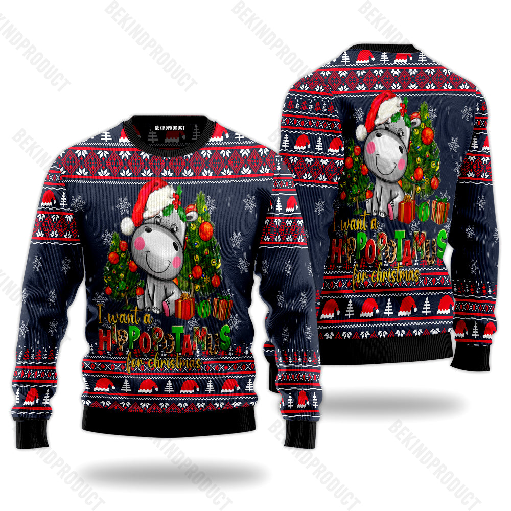 I Want A Hippopotamus For Christmas Ugly Christmas Sweater For Men & Women Christmas Gift Sweater USN3034 - WeCustomit