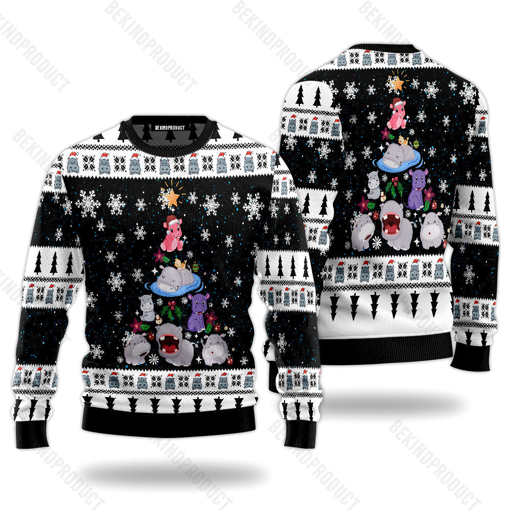 Christmas Hippo Ugly Christmas Sweater For Men & Women Christmas Gift Sweater USN3037 - WeCustomit