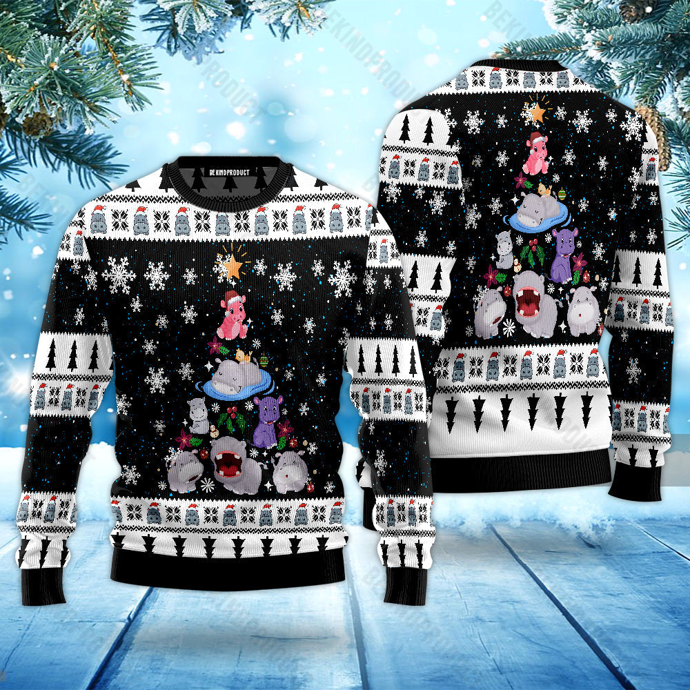 Christmas Hippo Ugly Christmas Sweater For Men & Women Christmas Gift Sweater USN3037 - WeCustomit