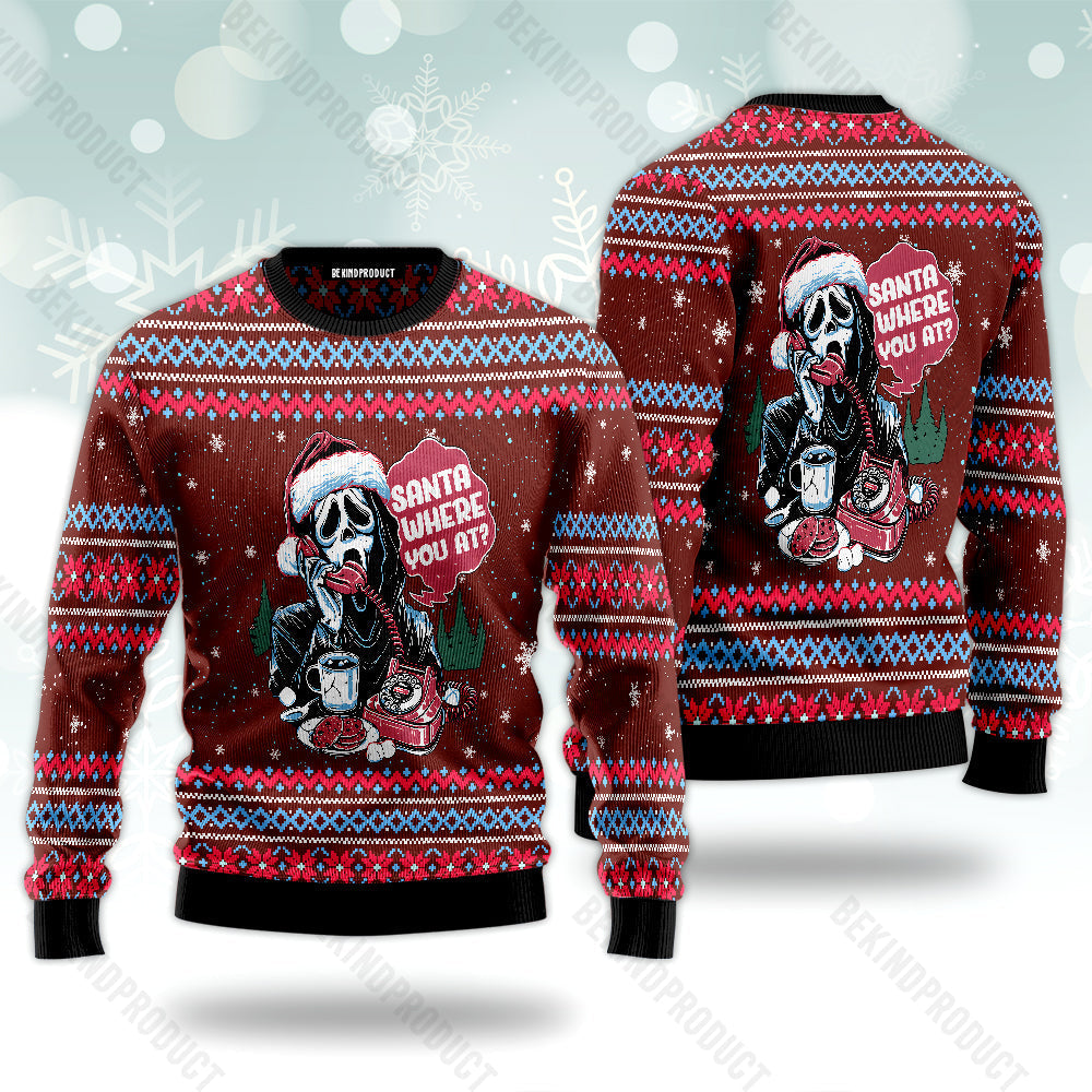 Funny Santa Where You At Ugly Christmas Sweater For Men & Women Christmas Gift Sweater USN3038 - WeCustomit