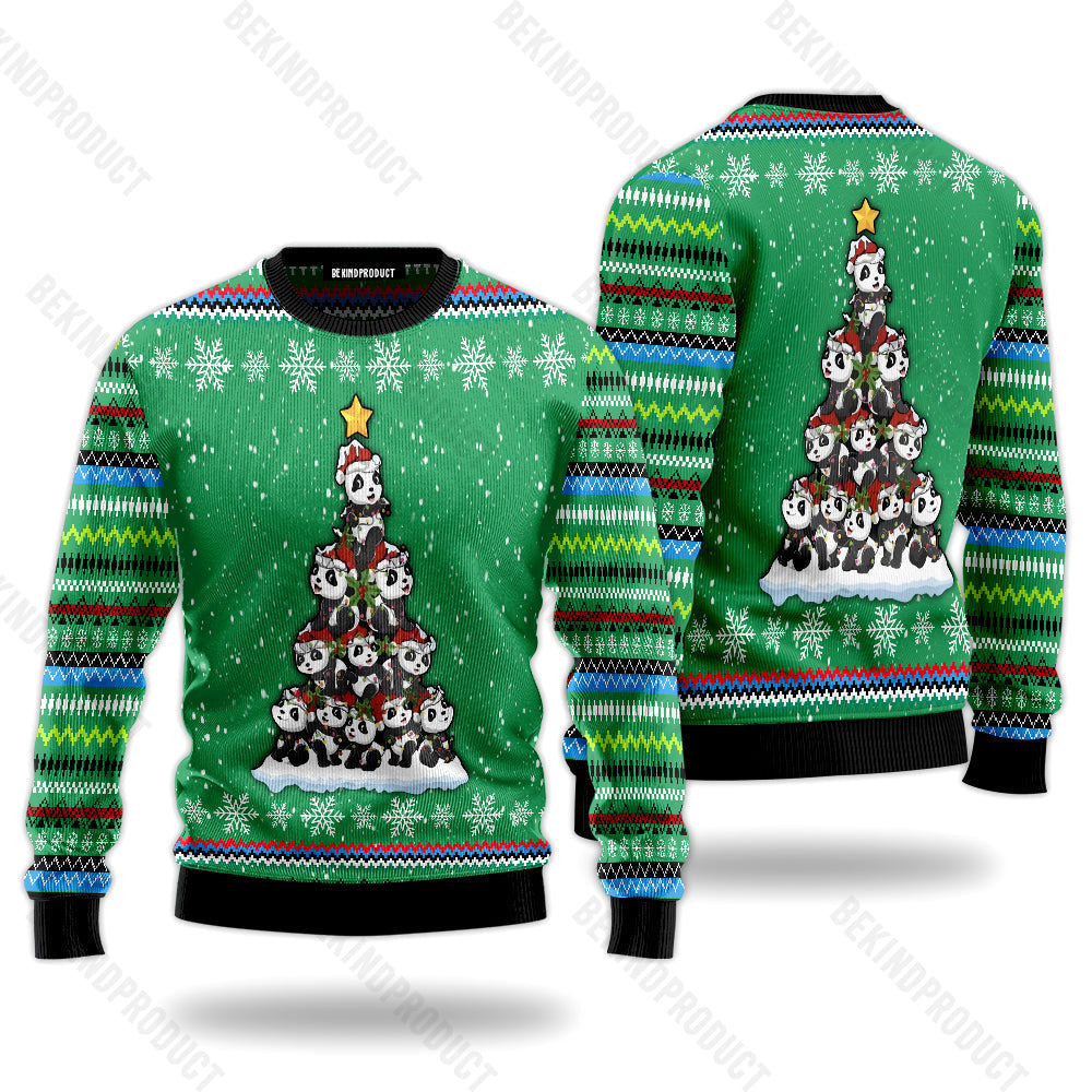 Panda Christmas Tree Ugly Christmas Sweater For Men & Women Christmas Gift Sweater USN3041 - WeCustomit