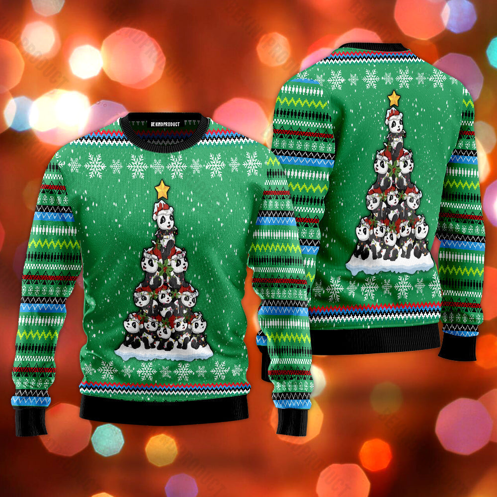 Panda Christmas Tree Ugly Christmas Sweater For Men & Women Christmas Gift Sweater USN3041 - WeCustomit