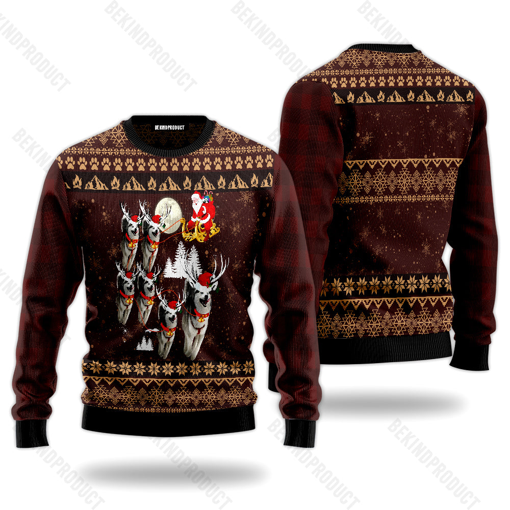 Santa Christmas Husky Reindeer Ugly Christmas Sweater For Men & Women Christmas Gift Sweater USN3046 - WeCustomit