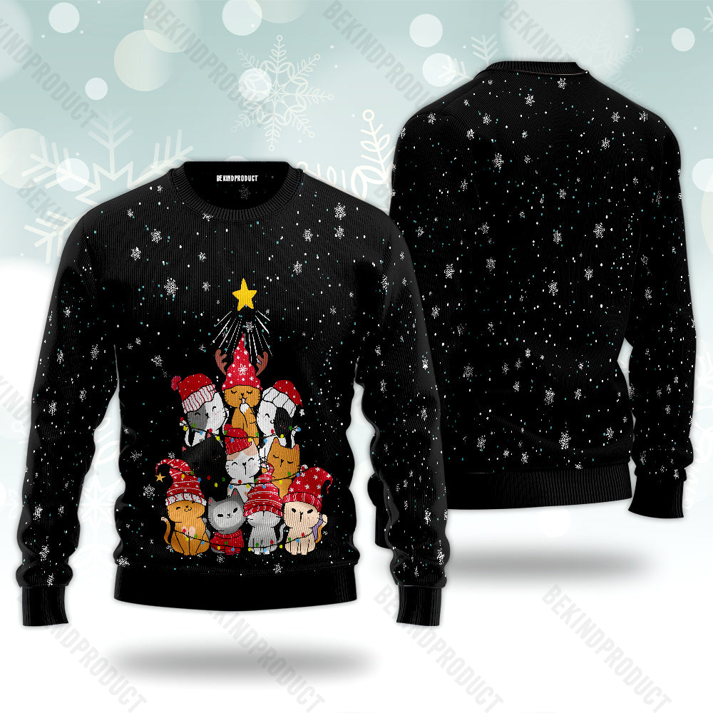 Funny Cats Christmas Tree Ugly Christmas Sweater For Men & Women Christmas Gift Sweater USN3049 - WeCustomit