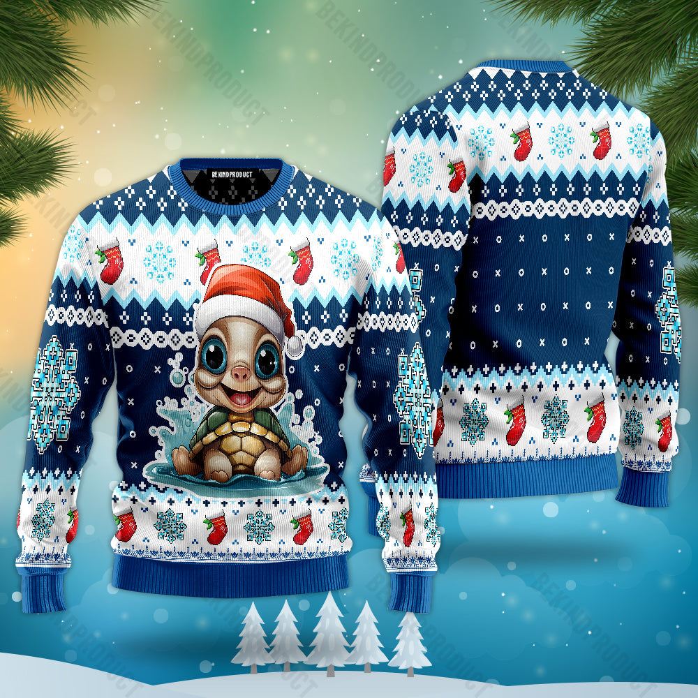 Turtle Santa Hat Ugly Christmas Sweater For Men & Women Christmas Gift Sweater USN3050 - WeCustomit