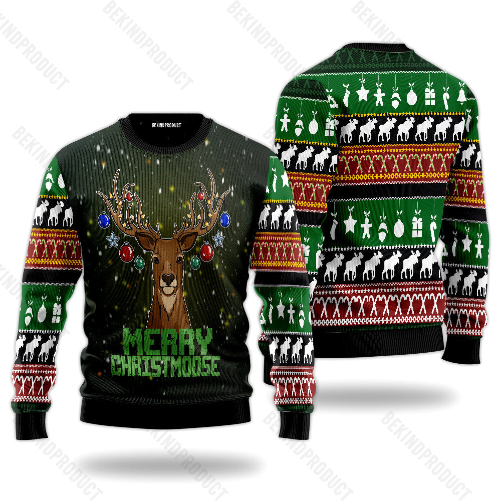 Merry Christmoose Ugly Christmas Sweater For Men & Women Christmas Gift Sweater USN3059 - WeCustomit