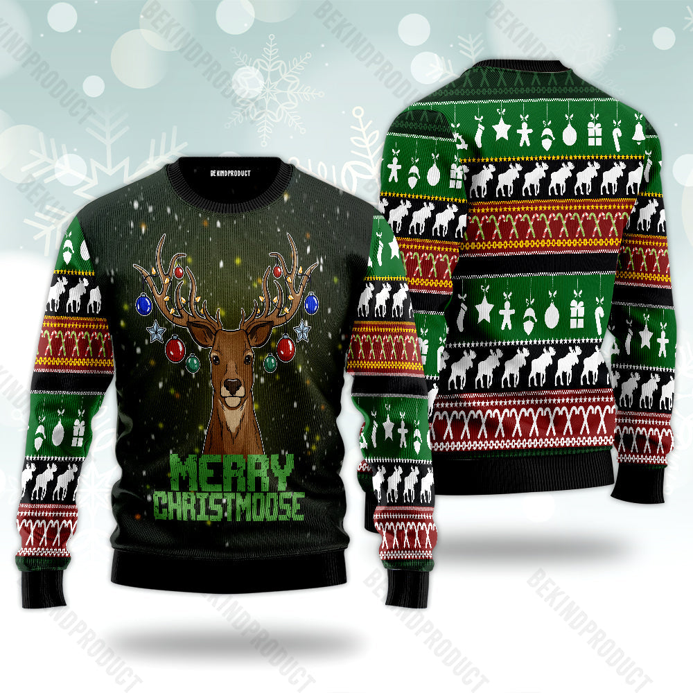 Merry Christmoose Ugly Christmas Sweater For Men & Women Christmas Gift Sweater USN3059 - WeCustomit