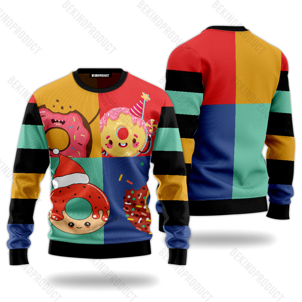 Donuts Colorful Ugly Christmas Sweater For Men & Women Christmas Gift Sweater USN3067 - WeCustomit