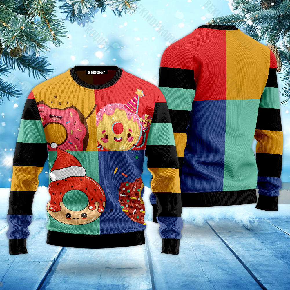 Donuts Colorful Ugly Christmas Sweater For Men & Women Christmas Gift Sweater USN3067 - WeCustomit