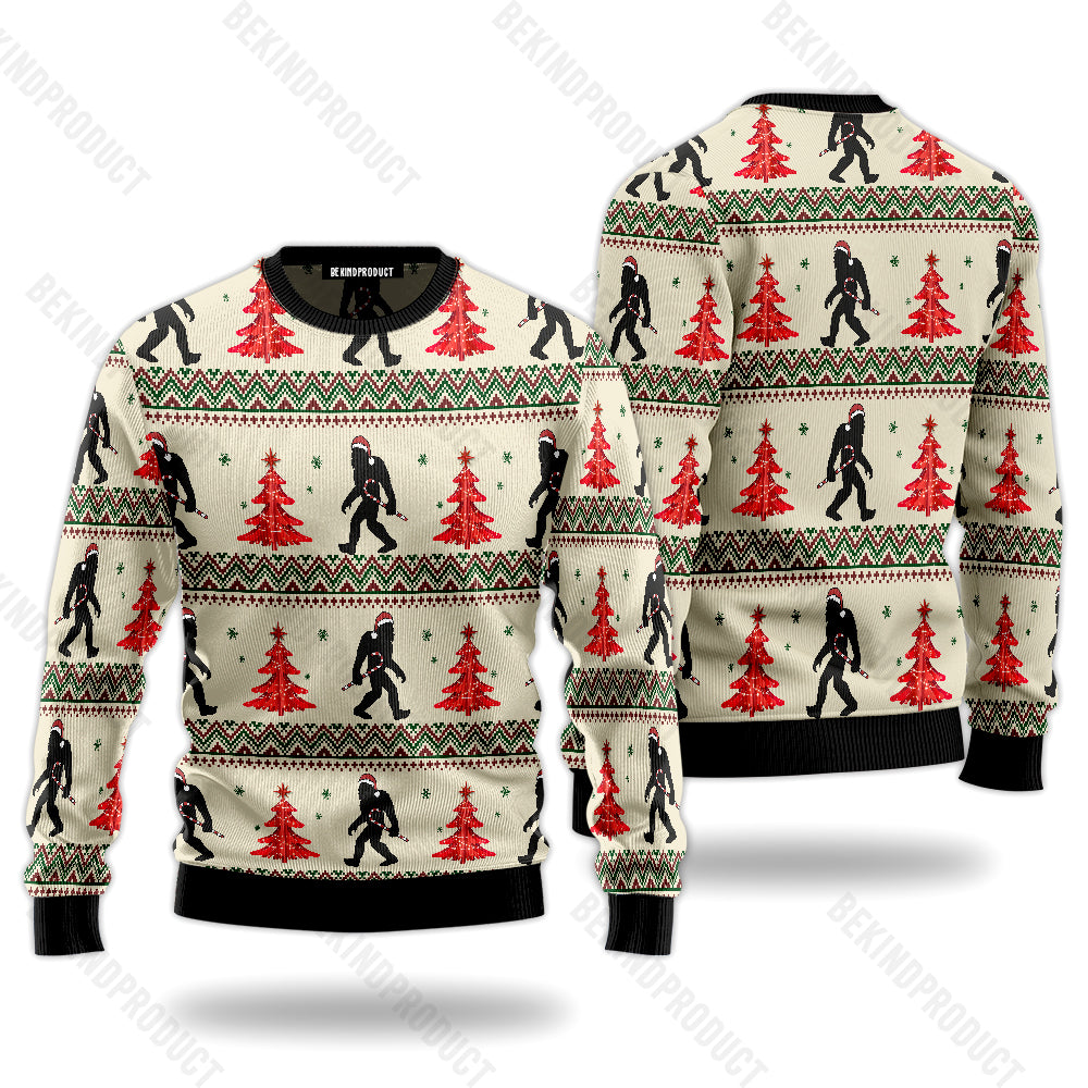 Bigfoot Christmas Candy Cane Ugly Christmas Sweater For Me & Women Christmas Gift Thanksgiving Sweater USN3072 - WeCustomit
