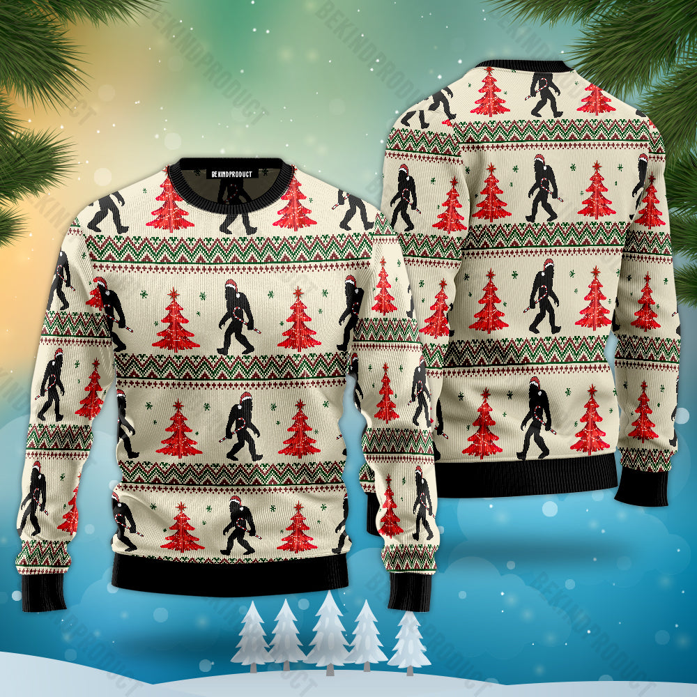Bigfoot Christmas Candy Cane Ugly Christmas Sweater For Me & Women Christmas Gift Thanksgiving Sweater USN3072 - WeCustomit