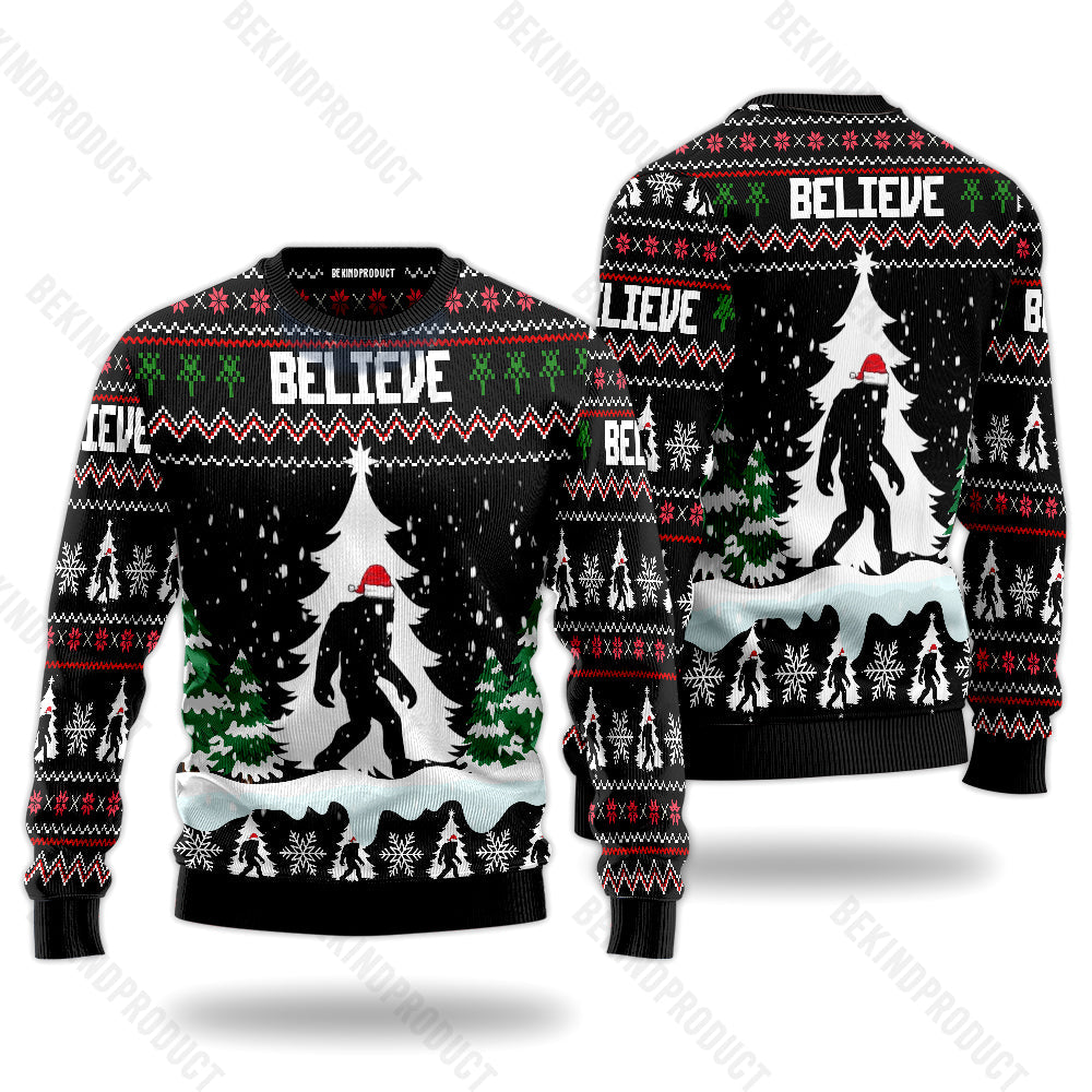 Bigfoot Believe Ugly Christmas Sweater For Me & Women Christmas Gift Thanksgiving Sweater USN3073 - WeCustomit