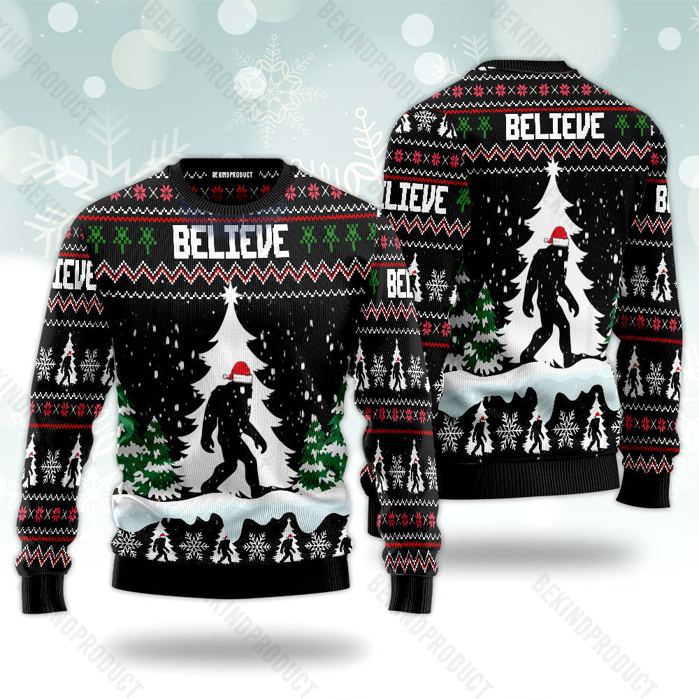 Bigfoot Believe Ugly Christmas Sweater For Me & Women Christmas Gift Thanksgiving Sweater USN3073 - WeCustomit