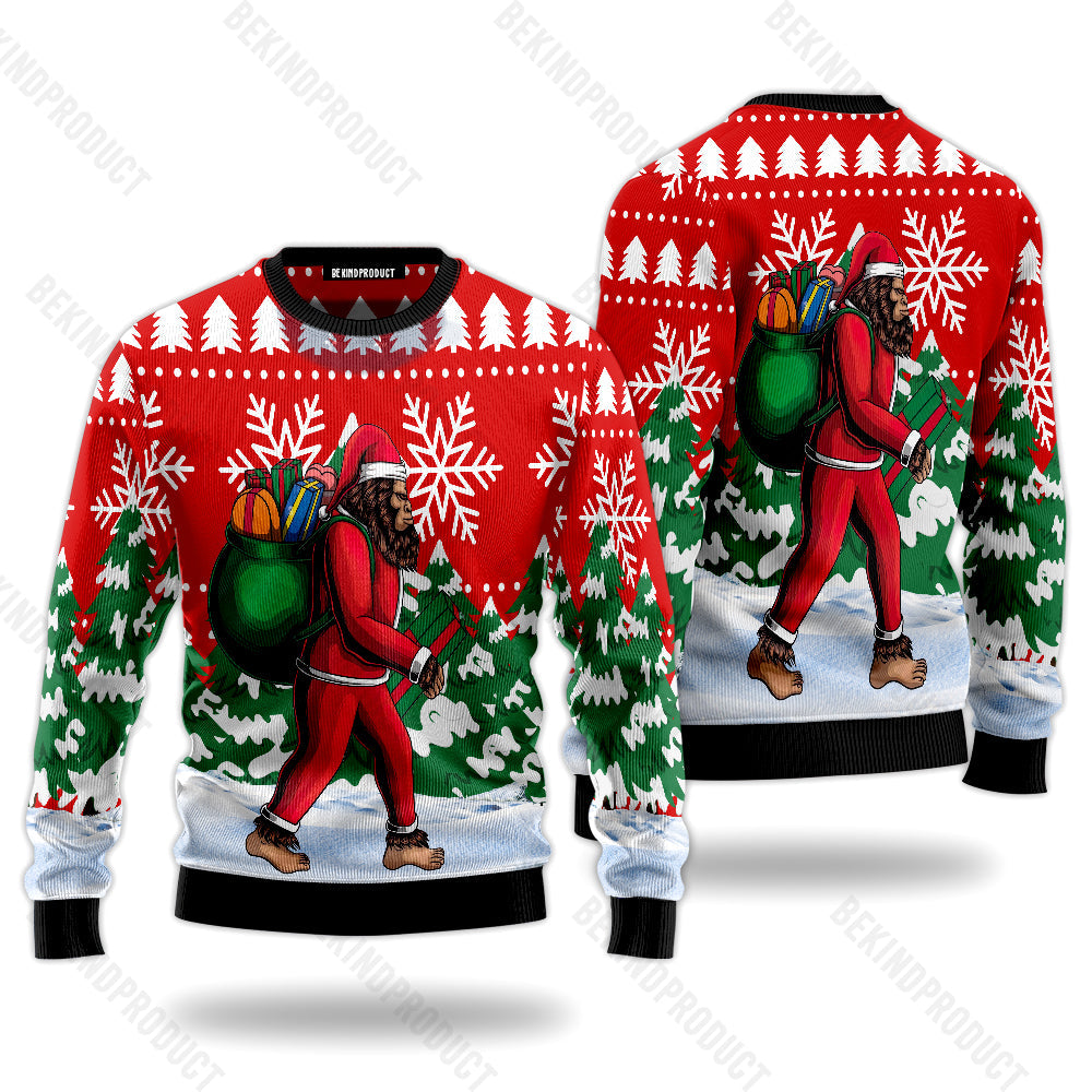 Bigfoot Walking Ugly Christmas Sweater For Me & Women Christmas Gift Thanksgiving Sweater USN3074 - WeCustomit