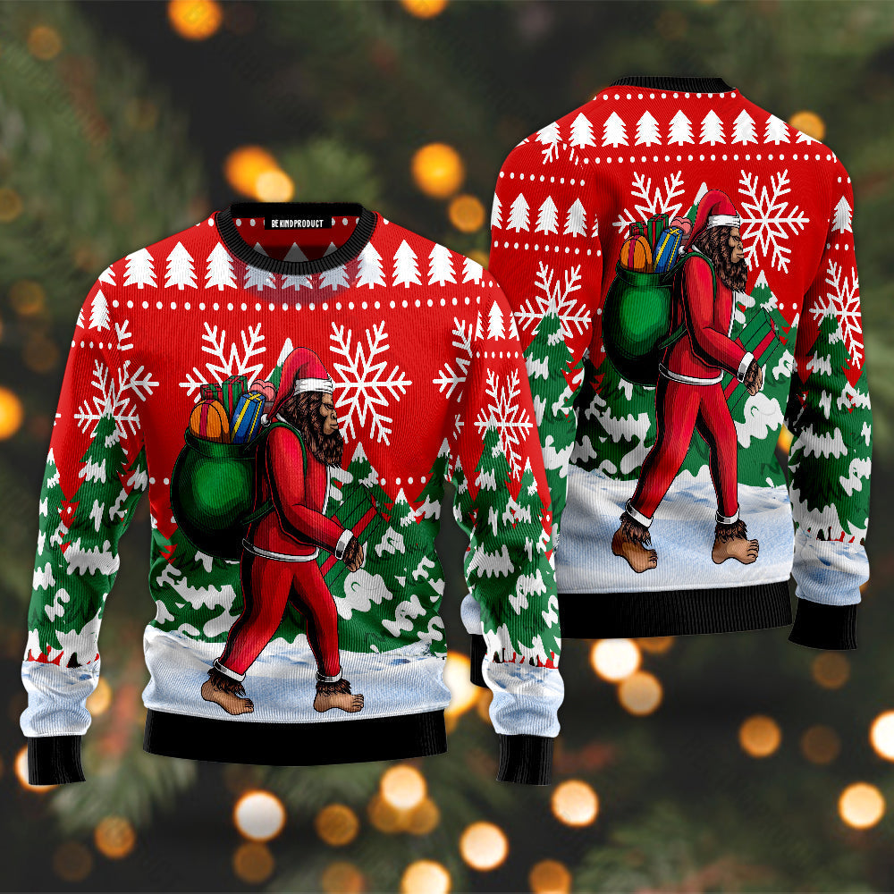 Bigfoot Walking Ugly Christmas Sweater For Me & Women Christmas Gift Thanksgiving Sweater USN3074 - WeCustomit