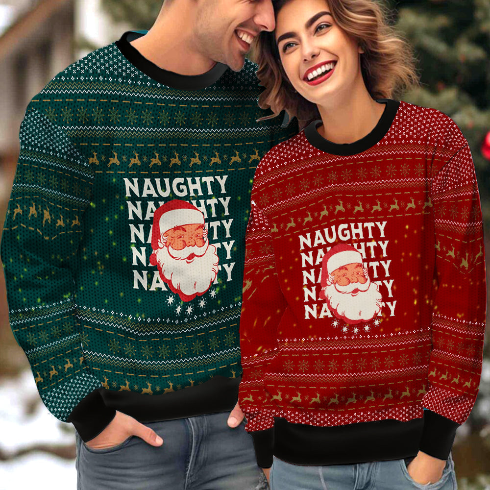 Santa Naughty Nice Nice Couple Ugly Christmas Sweater Christmas Gift Anniversary Sweater USNC1021 - WeCustomit