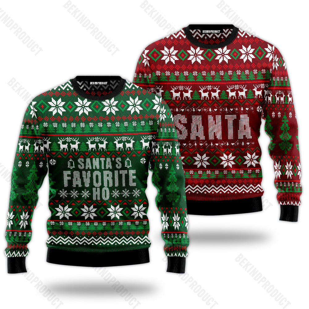 Santa's Favorite Ho Couple Ugly Christmas Sweater Christmas Gift Anniversary Sweater USNC1027 - WeCustomit