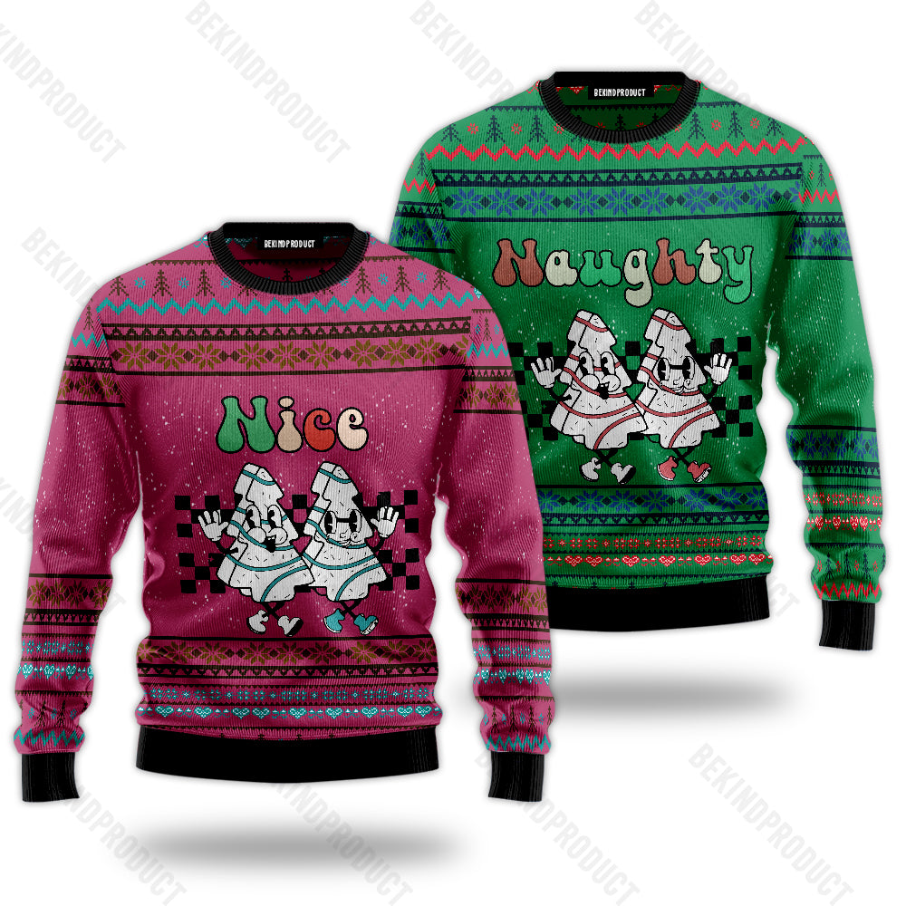 Snack Nice Naughty Couple Ugly Christmas Sweater Christmas Gift Anniversary Sweater USNC1031 - WeCustomit