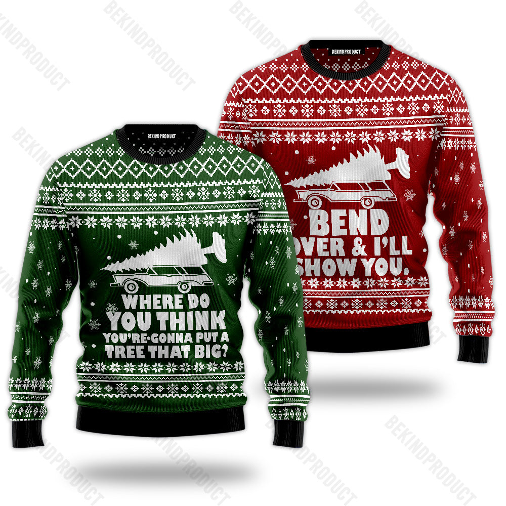 Bend Over And I'll Show You Couple Ugly Christmas Sweater Christmas Gift Anniversary Sweater USNC1034 - WeCustomit