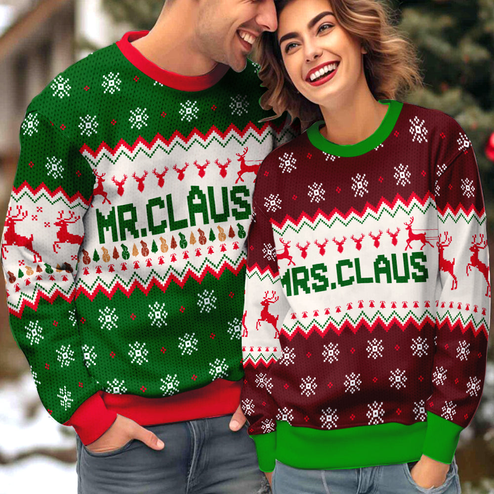 Personalized Christmas Couple Ugly Christmas Sweater Christmas Gift Anniversary Sweater USNC1035 - WeCustomit