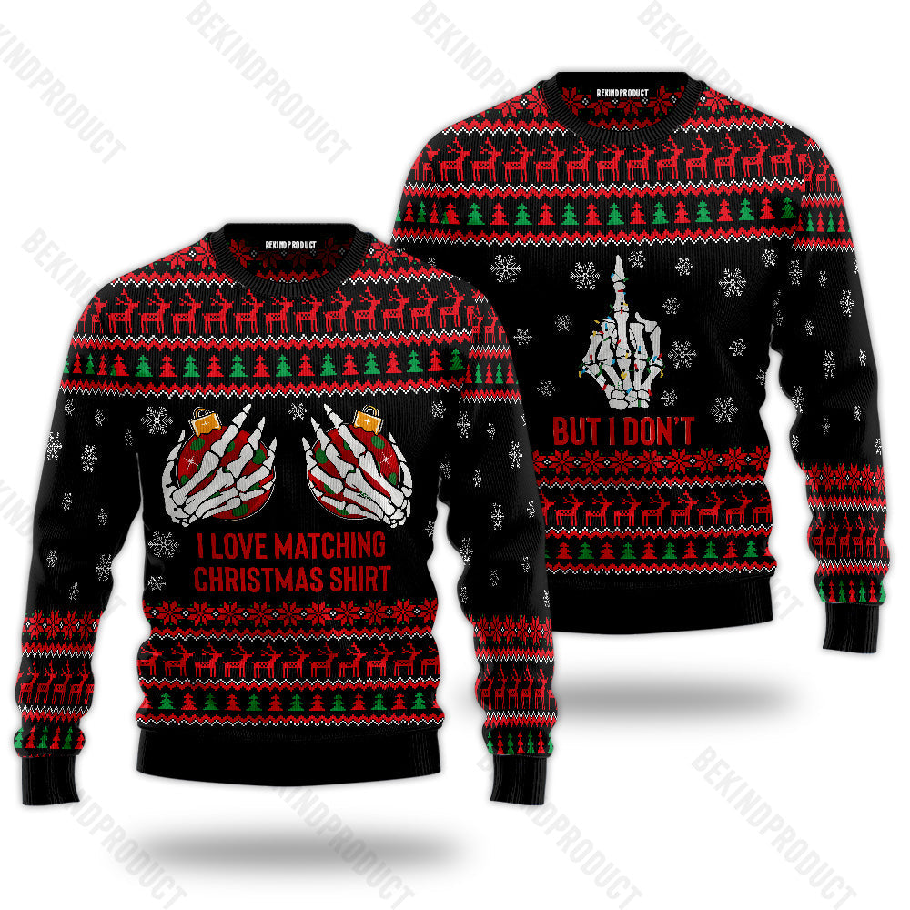 I Love Matching Christmas Shirt Couple Ugly Christmas Sweater Christmas Gift Anniversary Sweater USNC1038 - WeCustomit